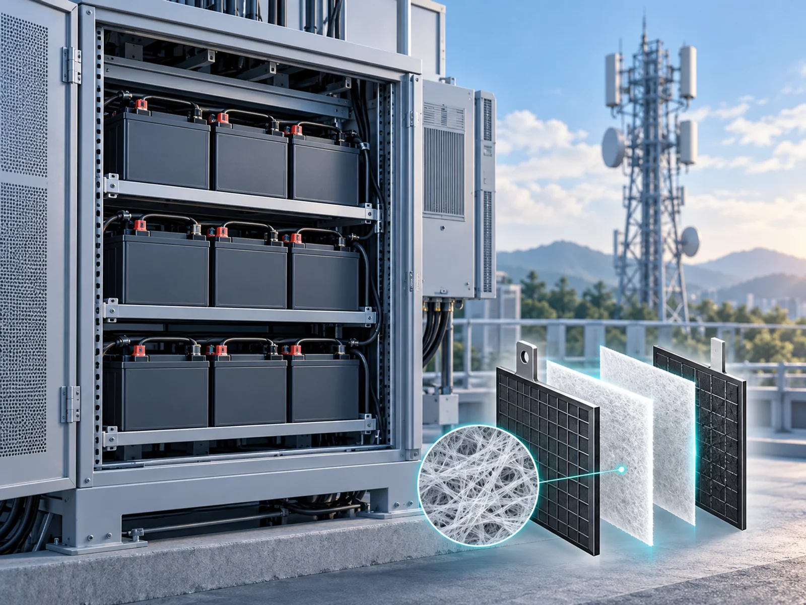 AI-generated illustration: Telecom Backup Battery Selection: What a 2027–2028 Lead-Acid Procurement Shows